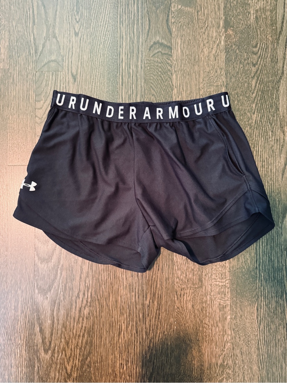 LG Black Women's Athletic Shorts with White Logo Waistband